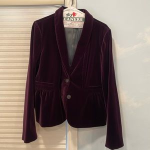 J Crew Purple Velvet Blazer, size 14